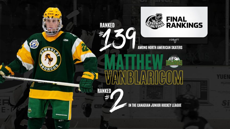 Matthew Van Blaricom is ranked #139 in the Final NHL Central Scouting Report! #2 ranked player in the CJHL. Congratulations Matthew! 