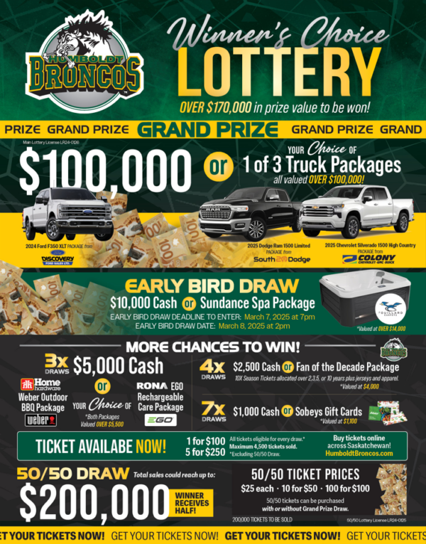 Early Bird Winner – Humboldt Broncos Winners Choice Lottery