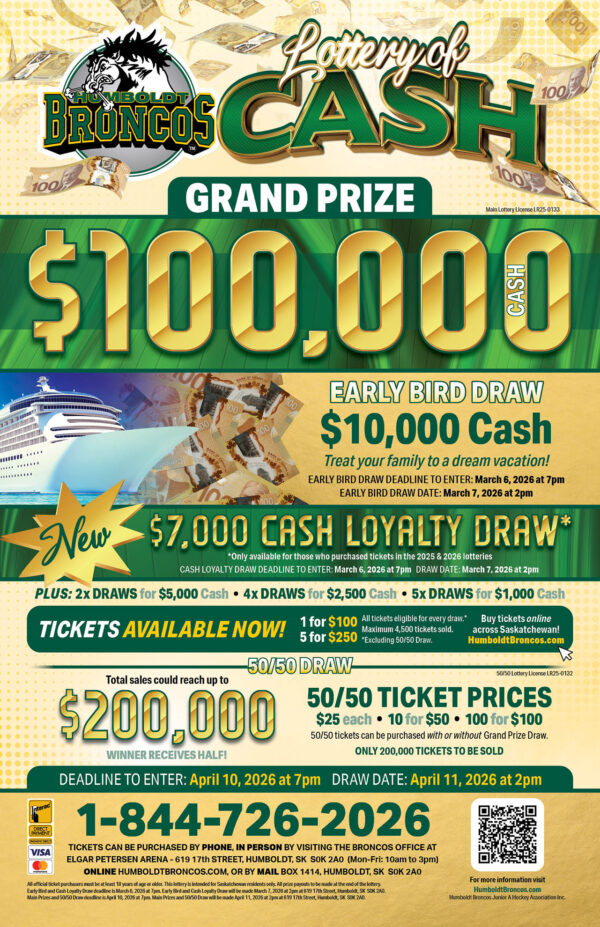 Humboldt Broncos Launch 32nd Annual Lottery of Cash